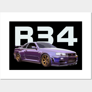 JDM CAR R34 bnr34 V-SPEC Midnight Purple III v-spec Posters and Art